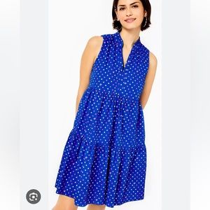 NWT Lilly Pulitzer Novella Cotton Dress in Borealis Blue Size Medium